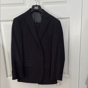 Black Pinstripe Suit with Notch Lapel